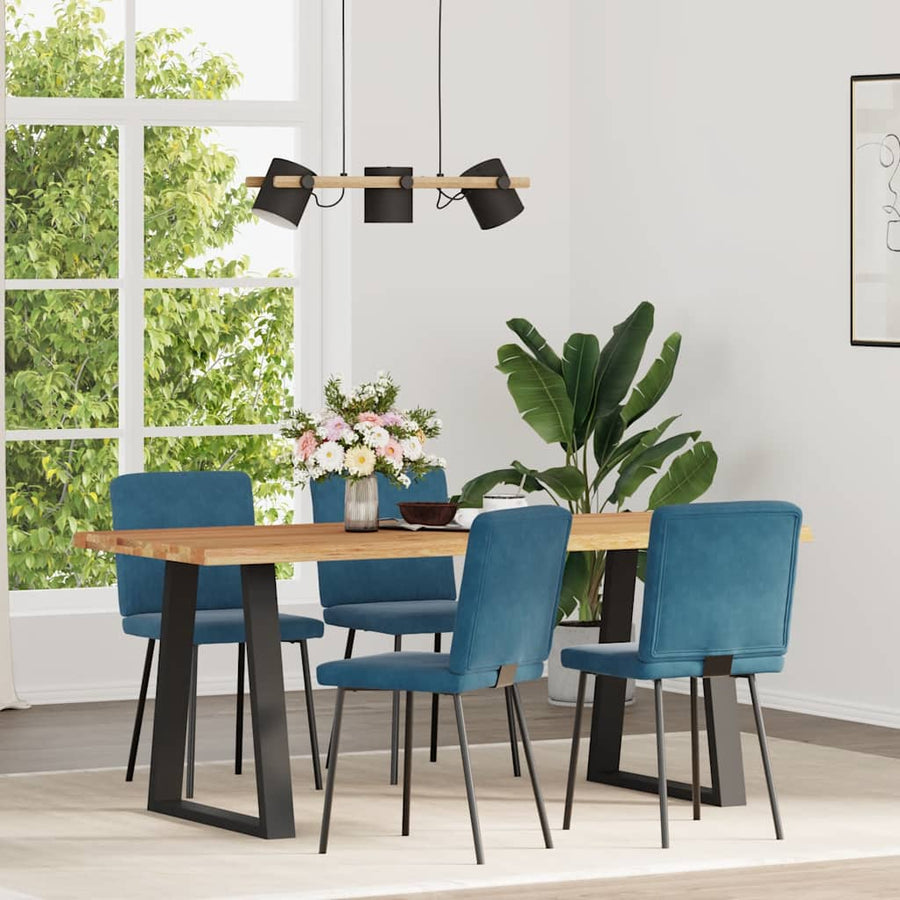 Eetkamerstoelen 4 st fluweel blauw
