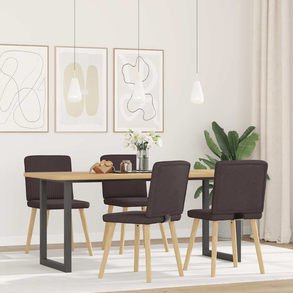 Eetkamerstoelen 4 st stof donkerbruin