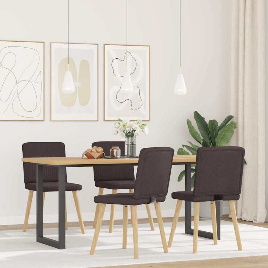 Eetkamerstoelen 4 st stof donkerbruin