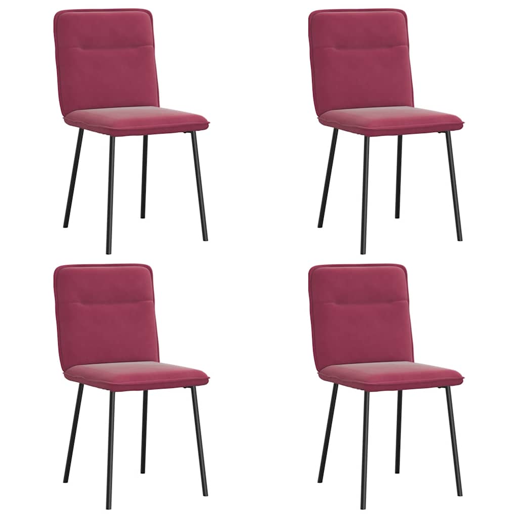 Eetkamerstoelen 4 st fluweel wijnrood