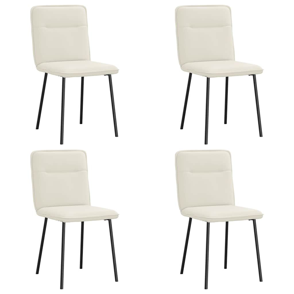 Eetkamerstoelen 4 st fluweel crèmekleurig