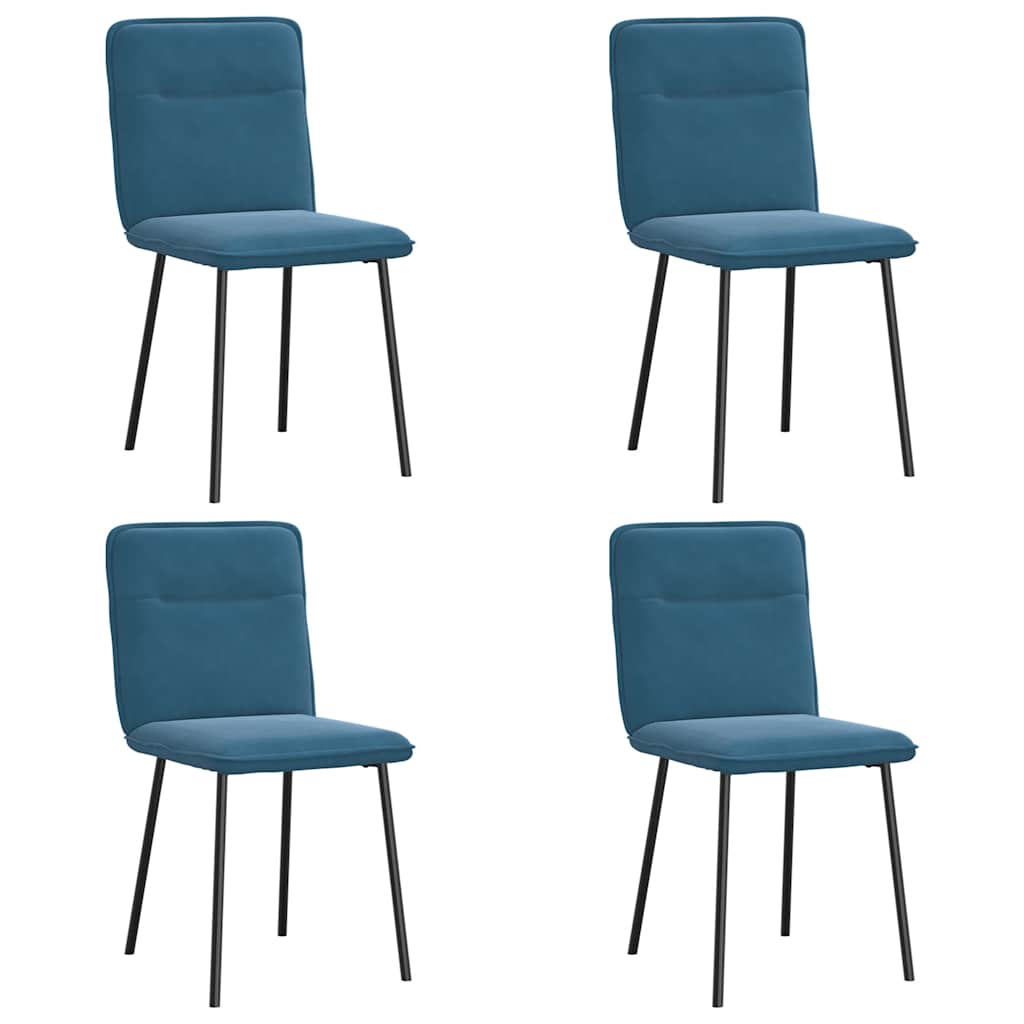 Eetkamerstoelen 4 st fluweel blauw