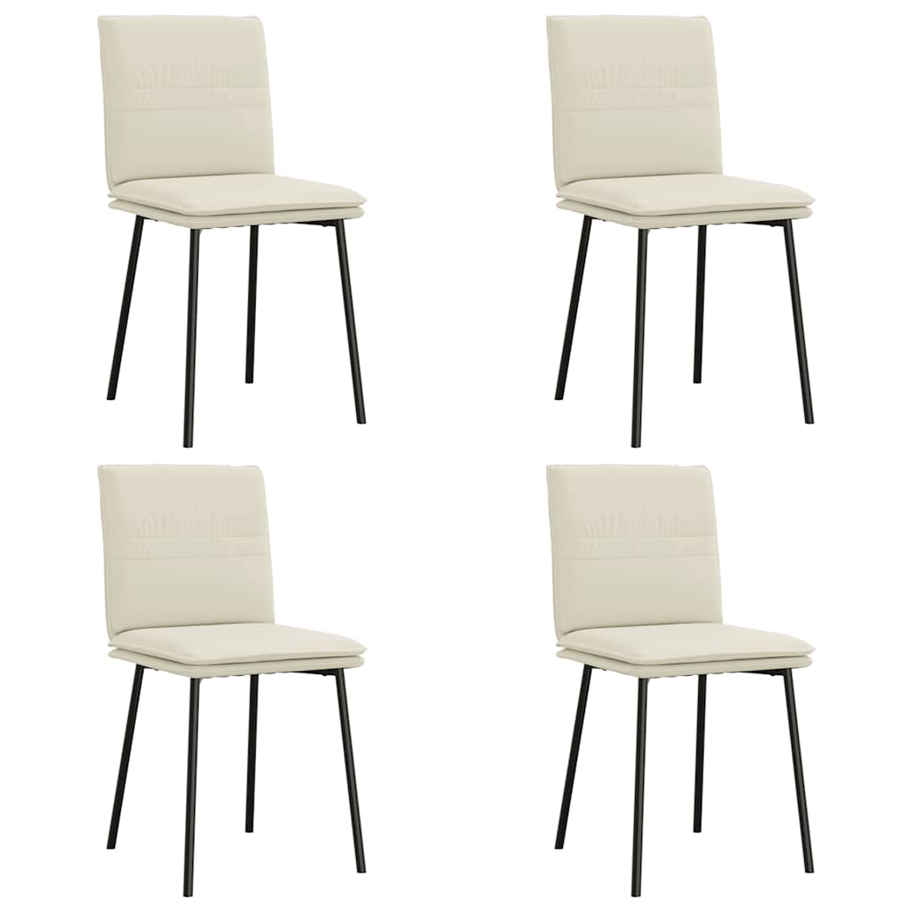Eetkamerstoelen 4 st fluweel crèmekleurig