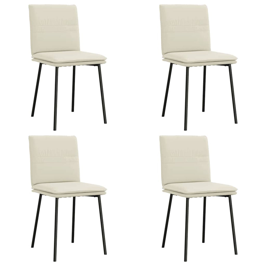 Eetkamerstoelen 4 st fluweel crèmekleurig