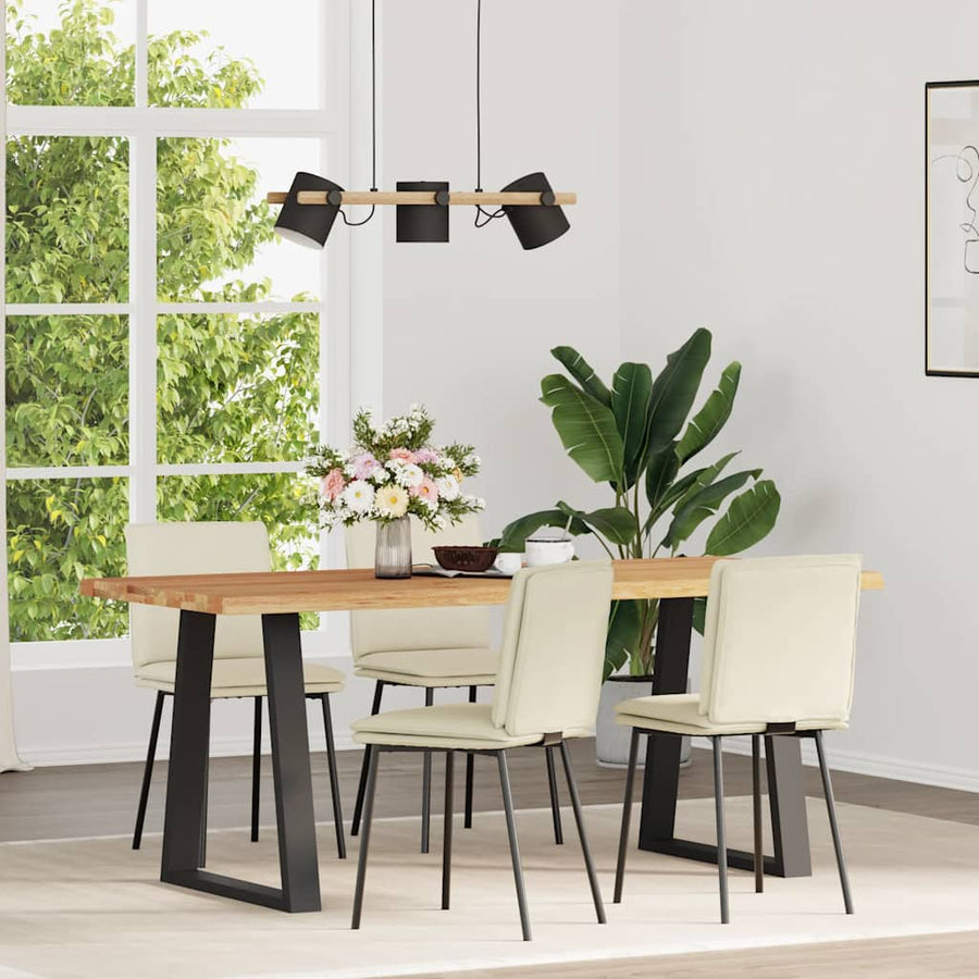 Eetkamerstoelen 4 st fluweel crèmekleurig
