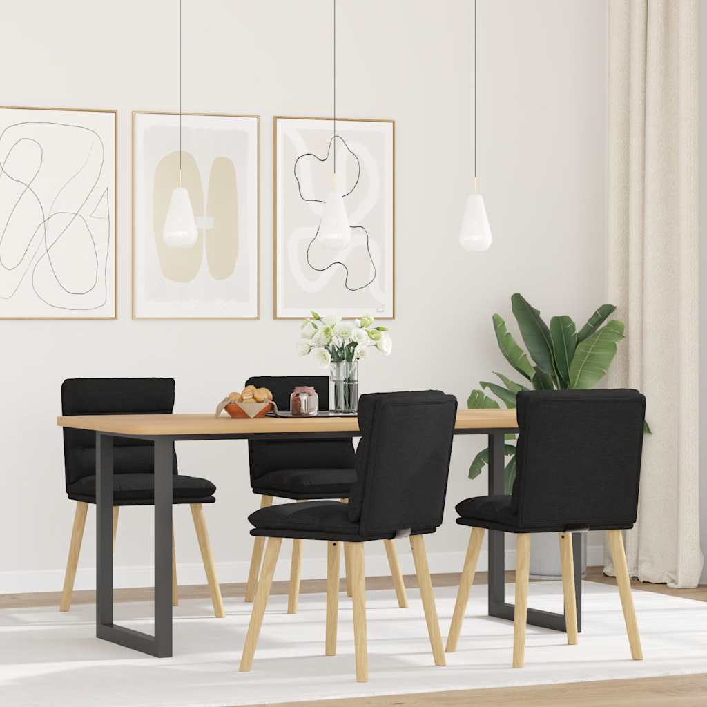 Eetkamerstoelen 4 st stof zwart