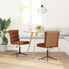 Eetkamerstoelen 2 stuks kunstleer bruin 44x50x(74-84) cm