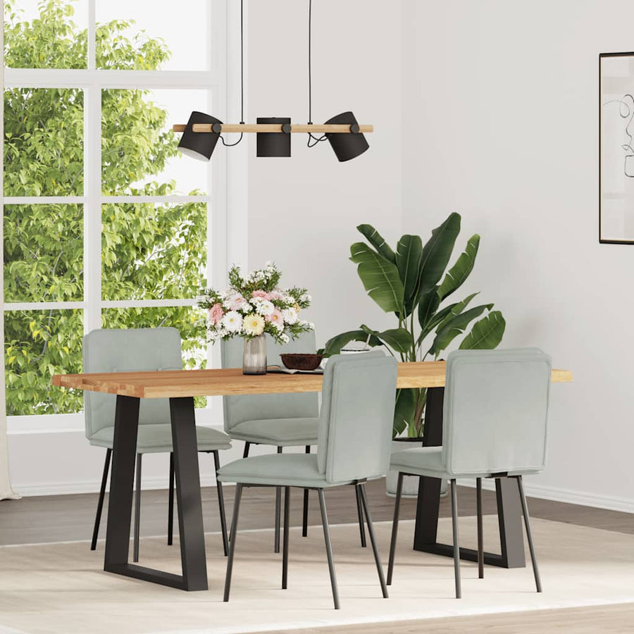 Eetkamerstoelen 4 st fluweel lichtgrijs