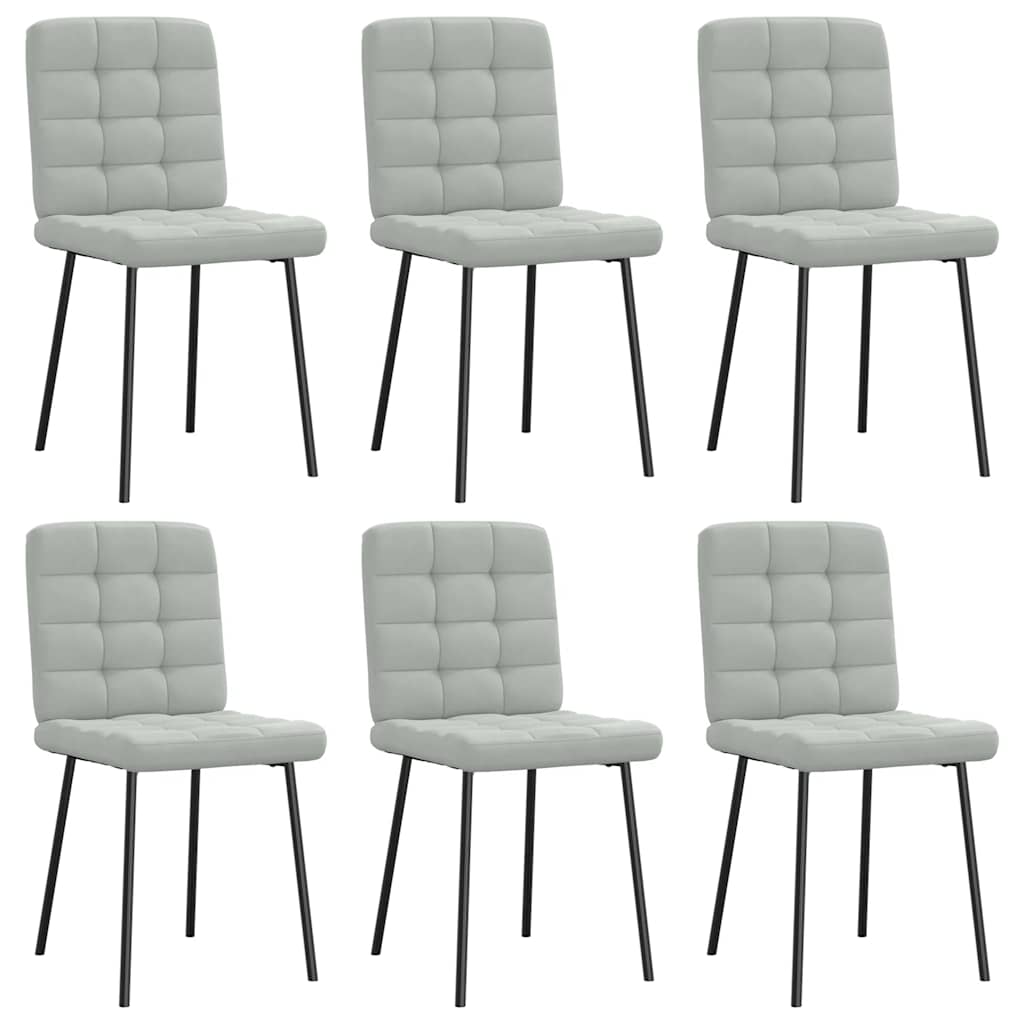 Eetkamerstoelen 6 st fluweel lichtgrijs