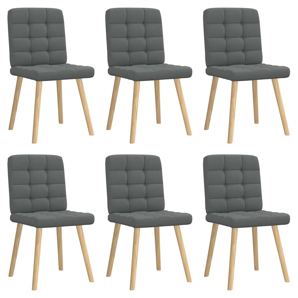 Eetkamerstoelen 6 st stof donkergrijs