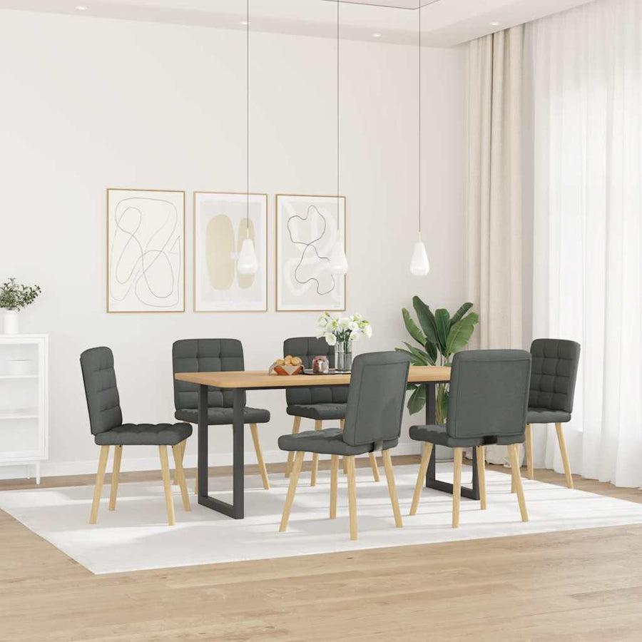 Eetkamerstoelen 6 st stof donkergrijs