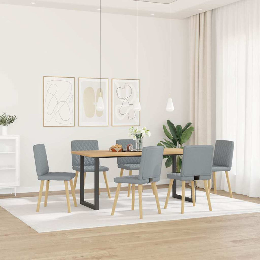 Eetkamerstoelen 6 st stof lichtgrijs
