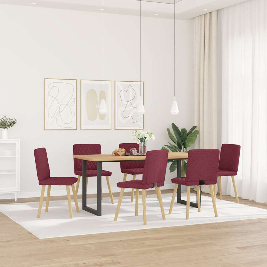 Eetkamerstoelen 6 st stof wijnrood