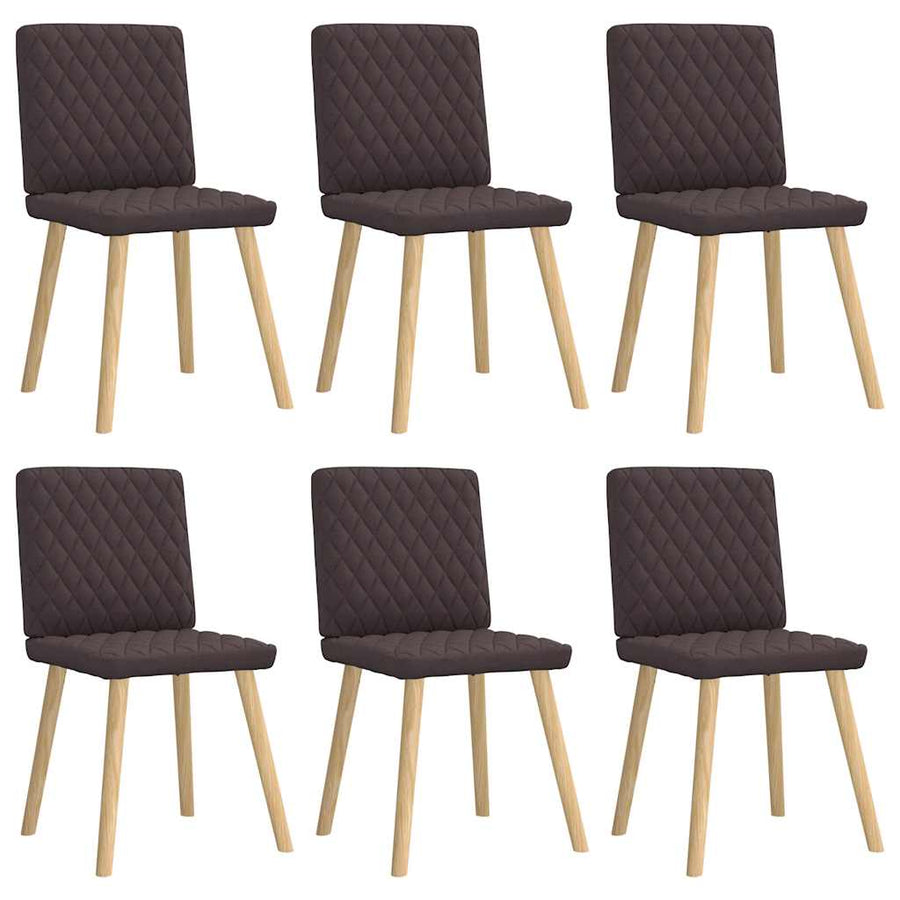 Eetkamerstoelen 6 st stof donkerbruin