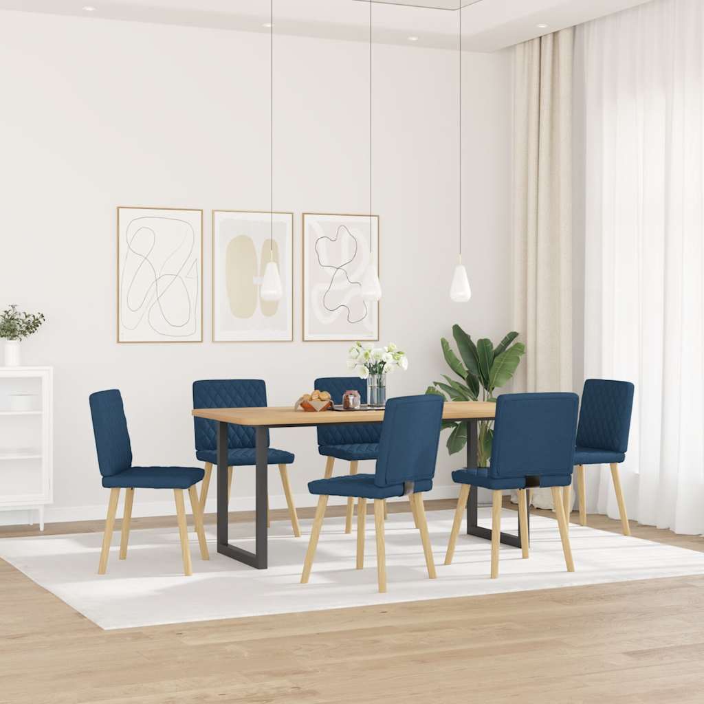 Eetkamerstoelen 6 st stof blauw
