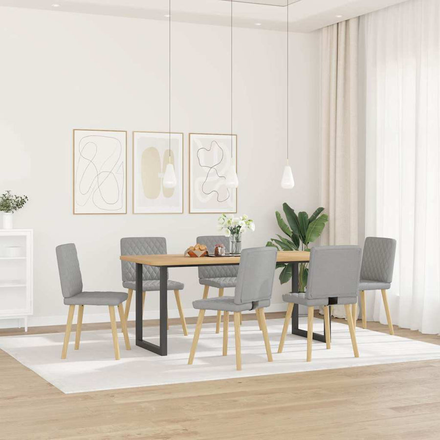 Eetkamerstoelen 6 st stof wolk grijs