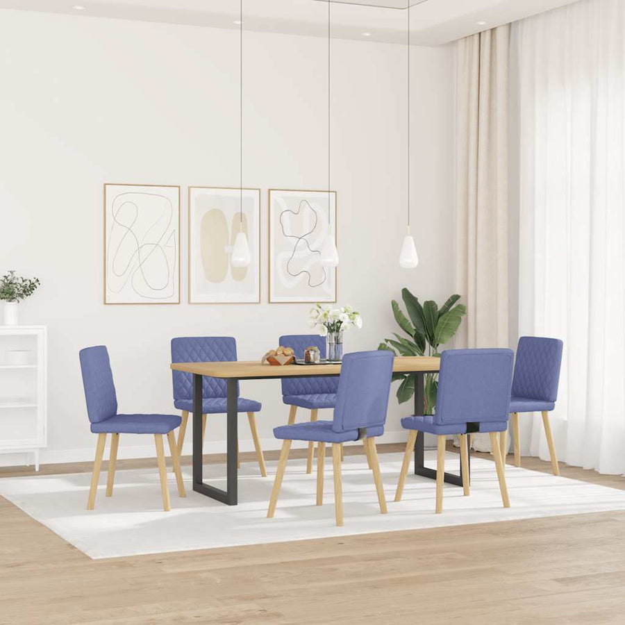Eetkamerstoelen 6 st stof jeansblauw