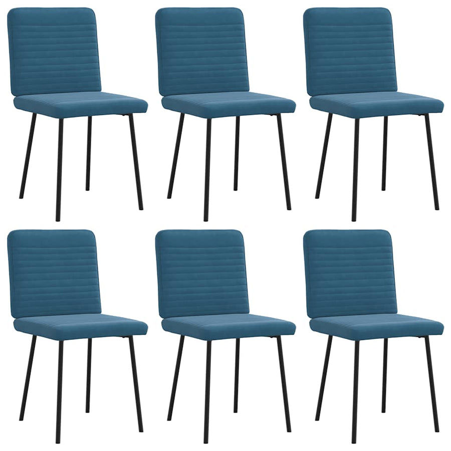 Eetkamerstoelen 6 st fluweel blauw