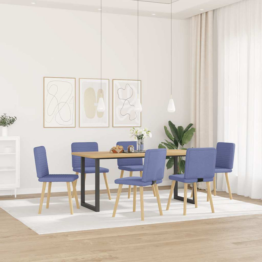 Eetkamerstoelen 6 st stof jeansblauw