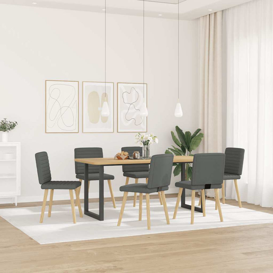 Eetkamerstoelen 6 st stof donkergrijs