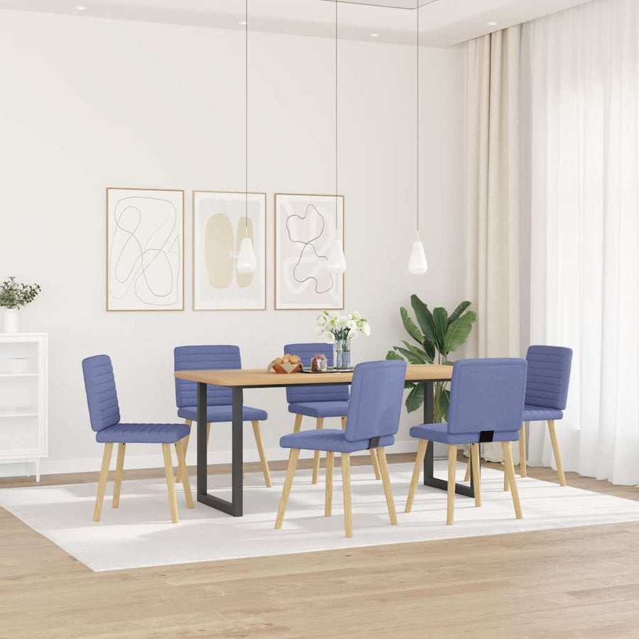 Eetkamerstoelen 6 st stof jeansblauw