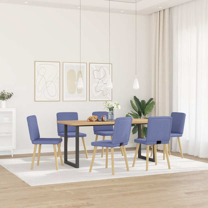 Eetkamerstoelen 6 st stof jeansblauw