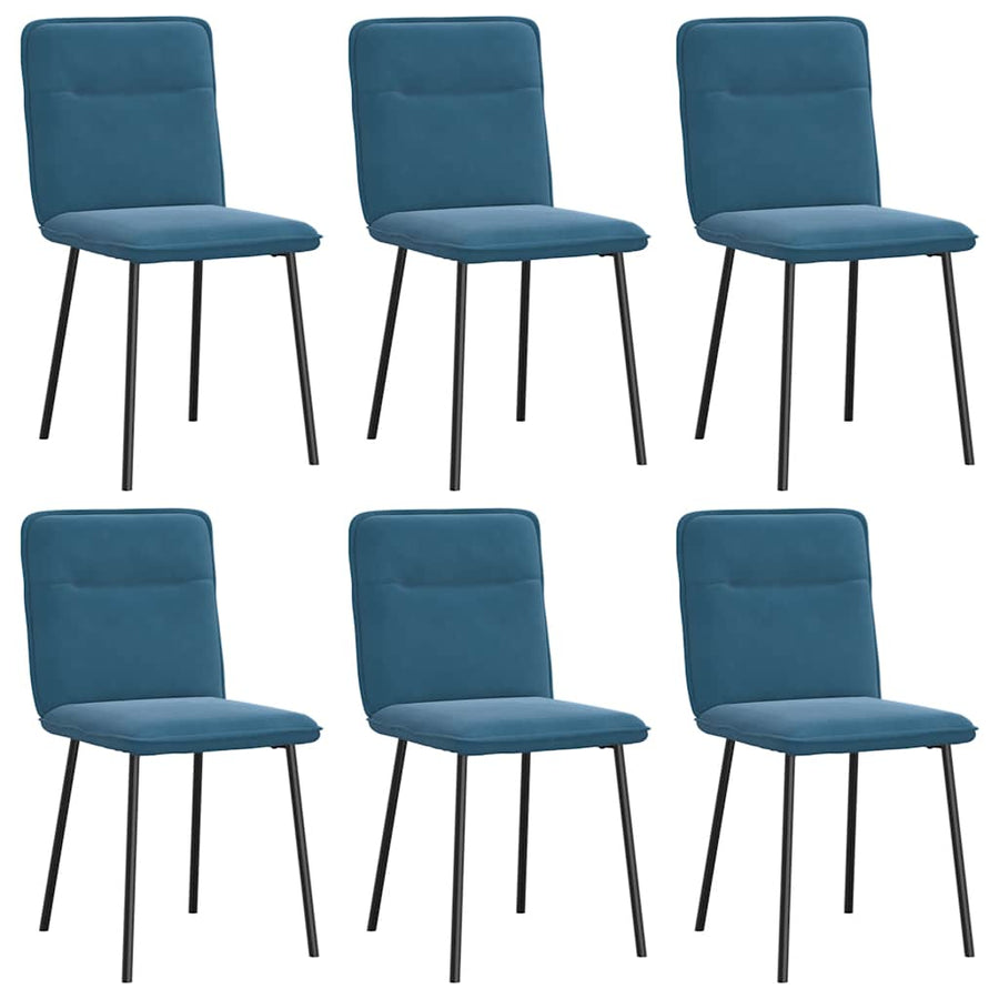 Eetkamerstoelen 6 st fluweel blauw
