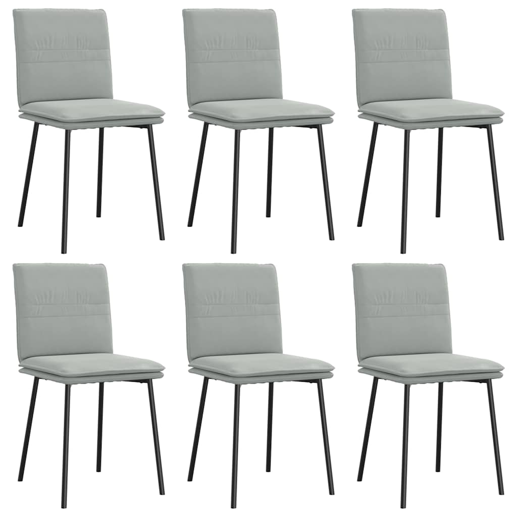 Eetkamerstoelen 6 st fluweel lichtgrijs