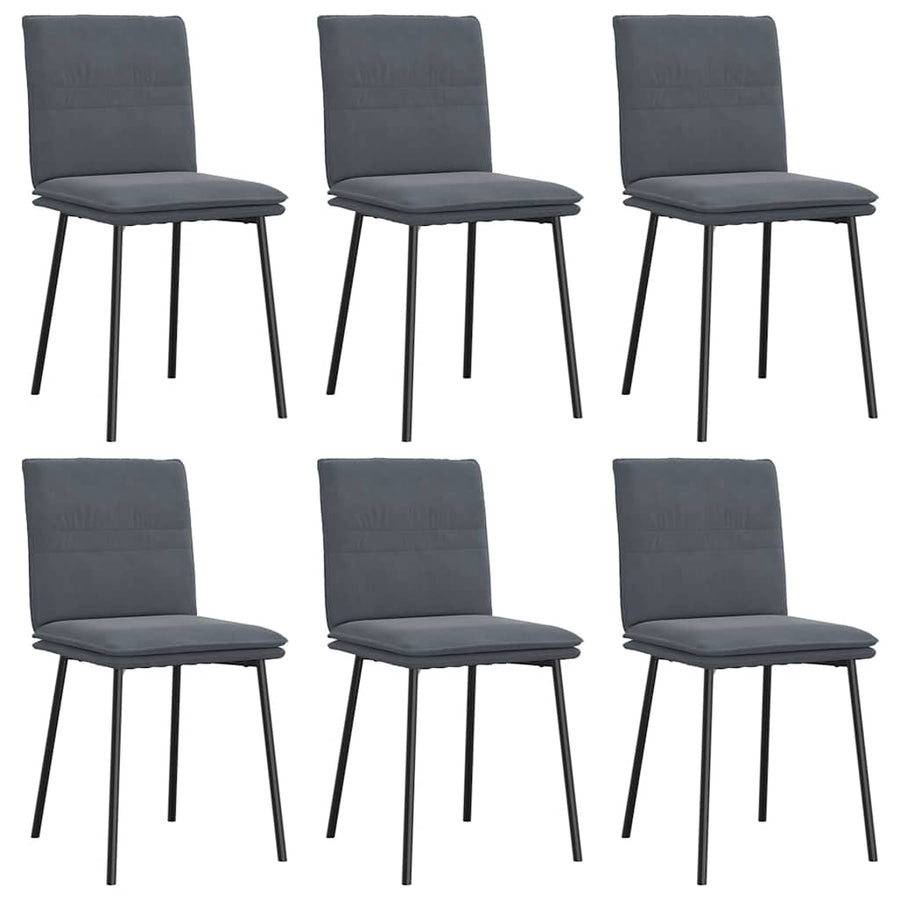 Eetkamerstoelen 6 st fluweel donkergrijs
