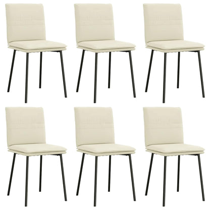 Eetkamerstoelen 6 st fluweel crèmekleurig