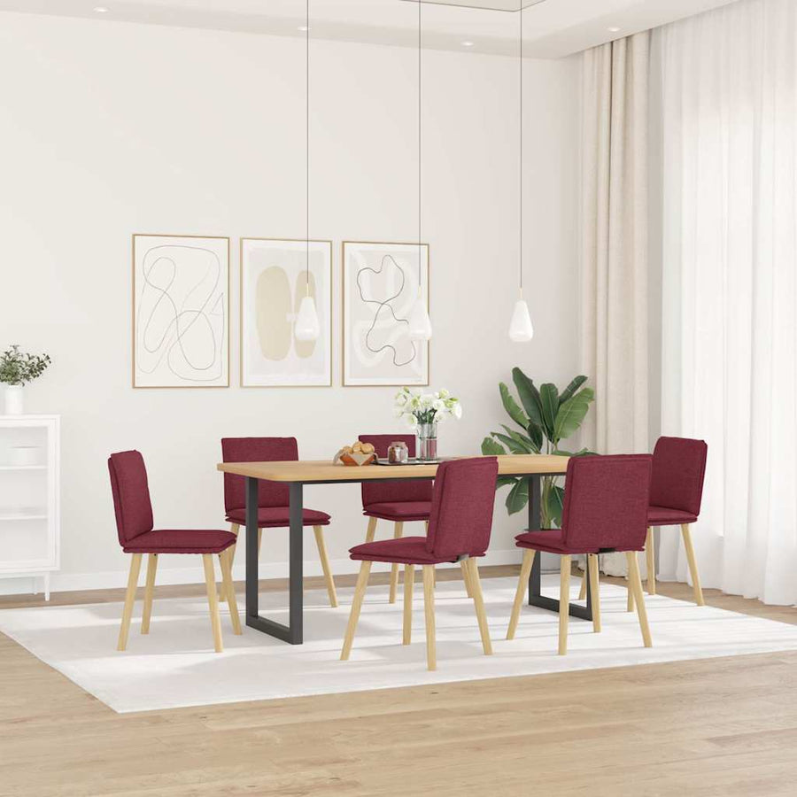 Eetkamerstoelen 6 st stof wijnrood