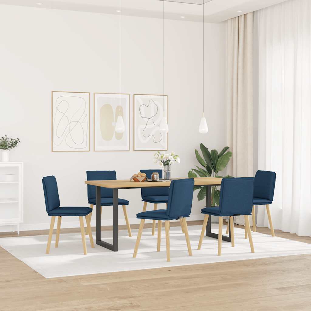 Eetkamerstoelen 6 st stof blauw