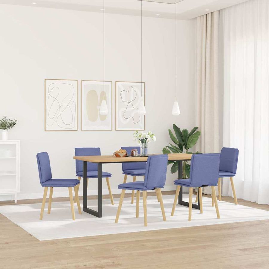 Eetkamerstoelen 6 st stof jeansblauw
