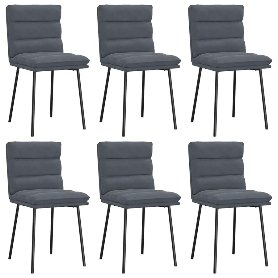 Eetkamerstoelen 6 st fluweel donkergrijs