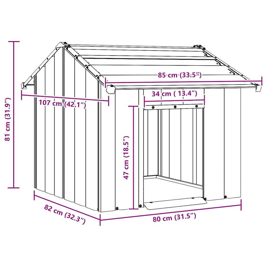 Hondenhok met dak 85x107x81 cm gegalvaniseerd staal