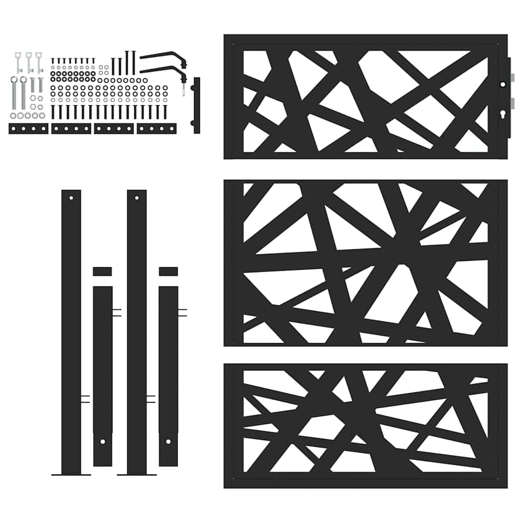 Poort met lichtontwerp 105x130 cm staal zwart