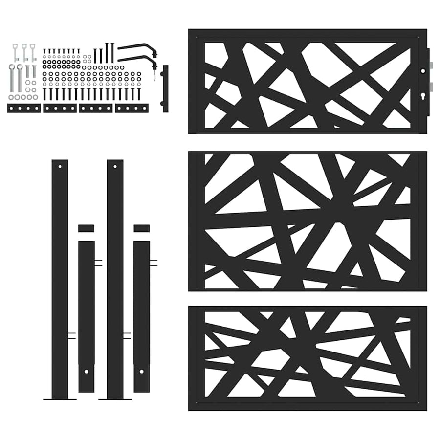 Poort met lichtontwerp 105x130 cm staal zwart