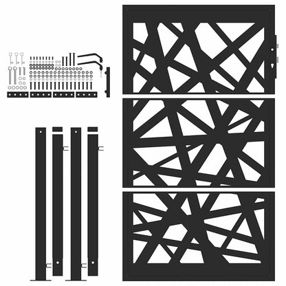 Poort met lichtontwerp 105x155 cm staal zwart