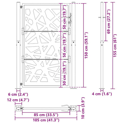 Poort met lichtontwerp 105x155 cm staal zwart