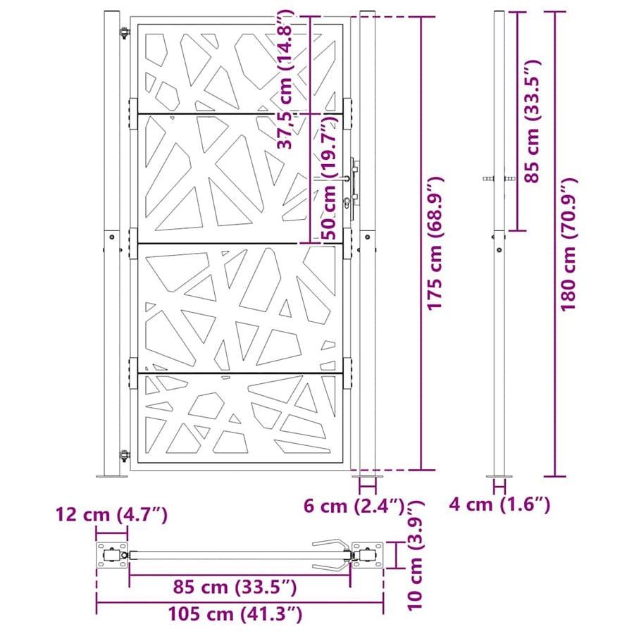 Poort met lichtontwerp 105x180 cm staal zwart
