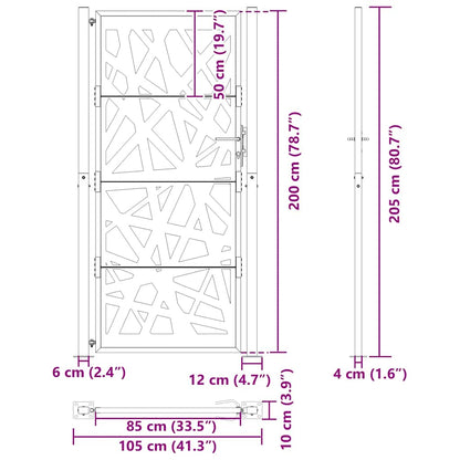 Poort met lichtontwerp 105x205 cm staal zwart