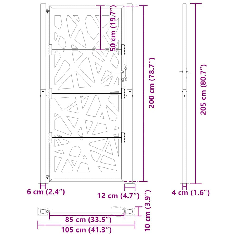 Poort met lichtontwerp 105x205 cm staal zwart