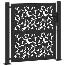 Poort met bladontwerp 105x105 cm staal zwart