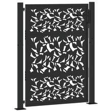 Poort met bladontwerp 105x130 cm staal zwart