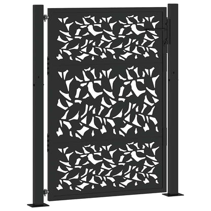 Poort met bladontwerp 105x130 cm staal zwart