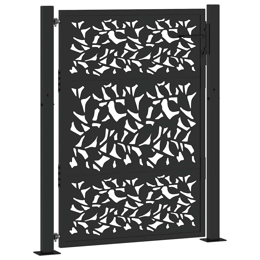 Poort met bladontwerp 105x130 cm staal zwart