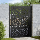 Gate with leaf design 100x125 cm steel black