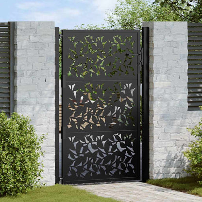 Poort met bladontwerp 105x155 cm staal zwart