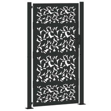 Poort met bladontwerp 105x180 cm staal zwart