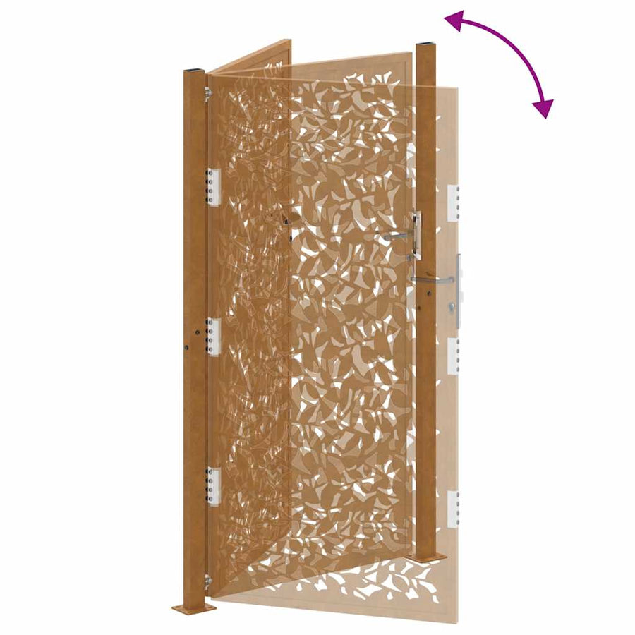 Poort met bladontwerp 105x180 cm weervast staal